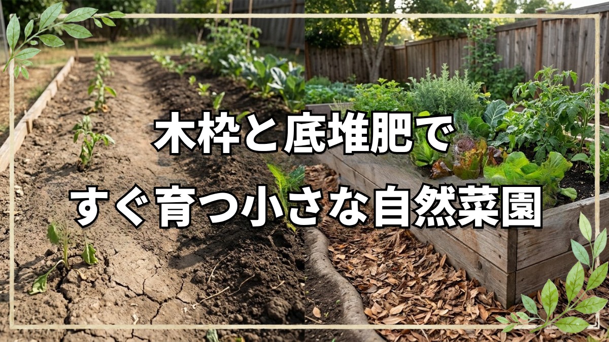 木枠と底堆肥で作る自然栽培の畑