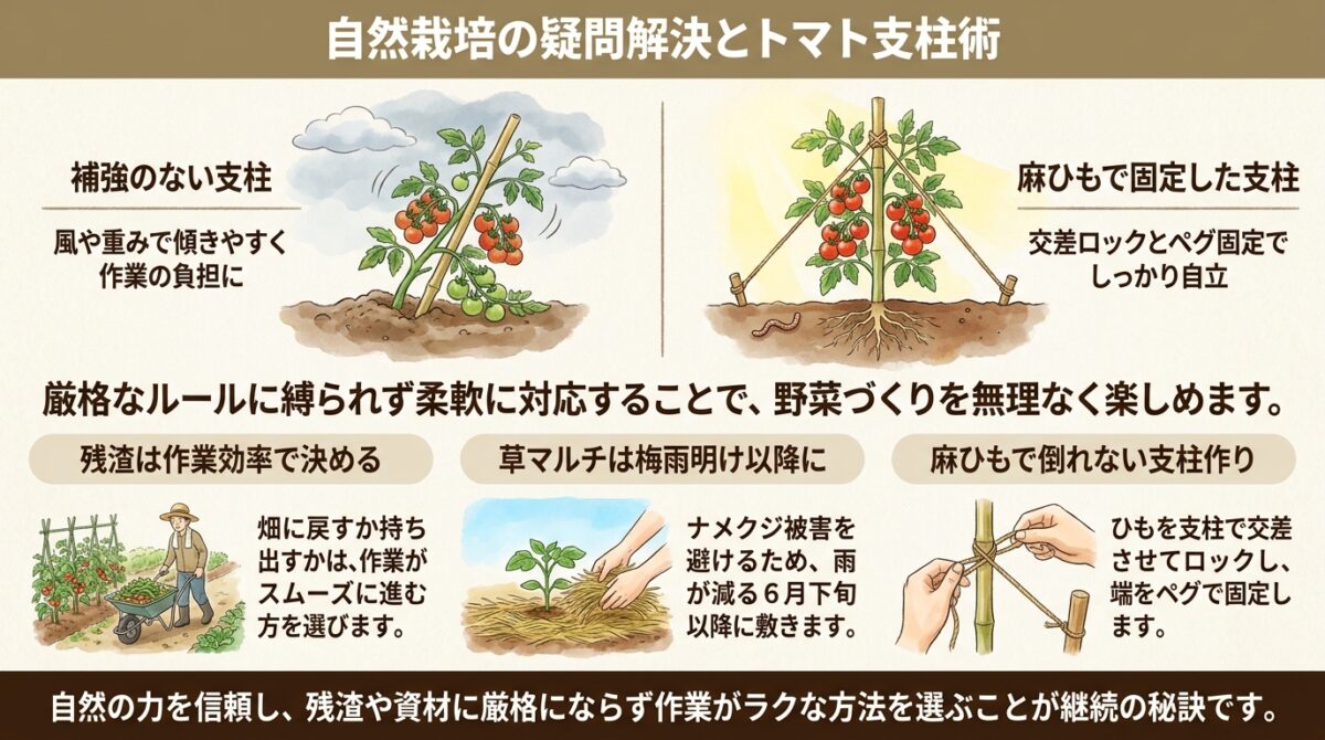 自然栽培の疑問解決とトマト支柱術