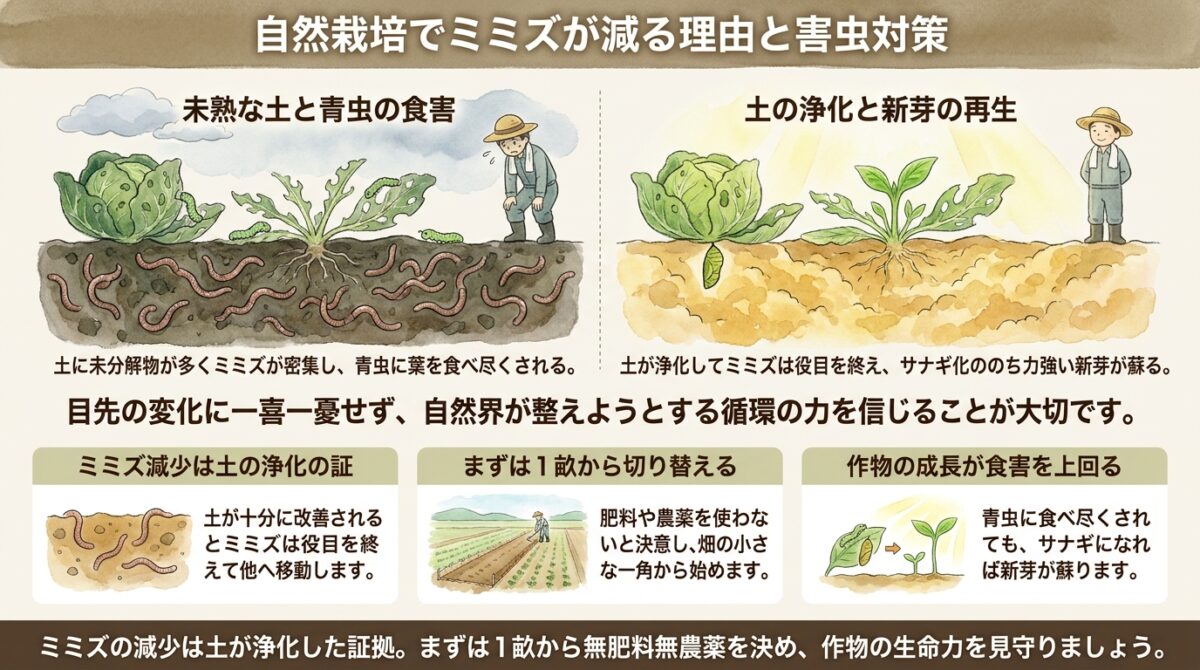 自然栽培でミミズが減る理由と害虫対策