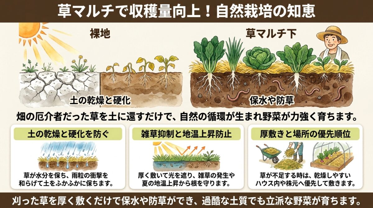草マルチで収穫量向上!自然栽培の知恵