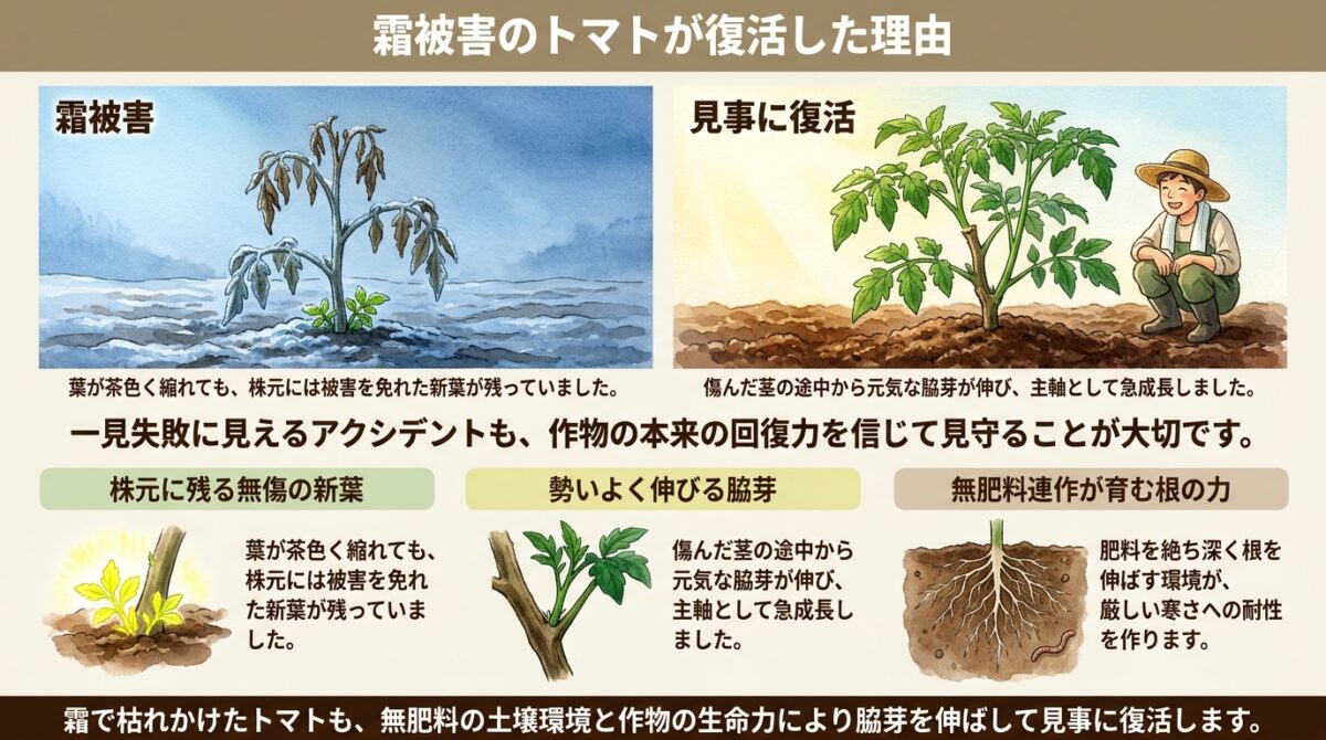 霜被害で枯れかけたトマトが復活した理由。自然栽培20年の今橋さんが語る植物の生命力