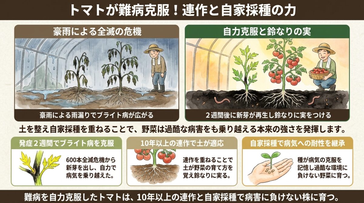 トマトが難病克服!連作と自家採種の力