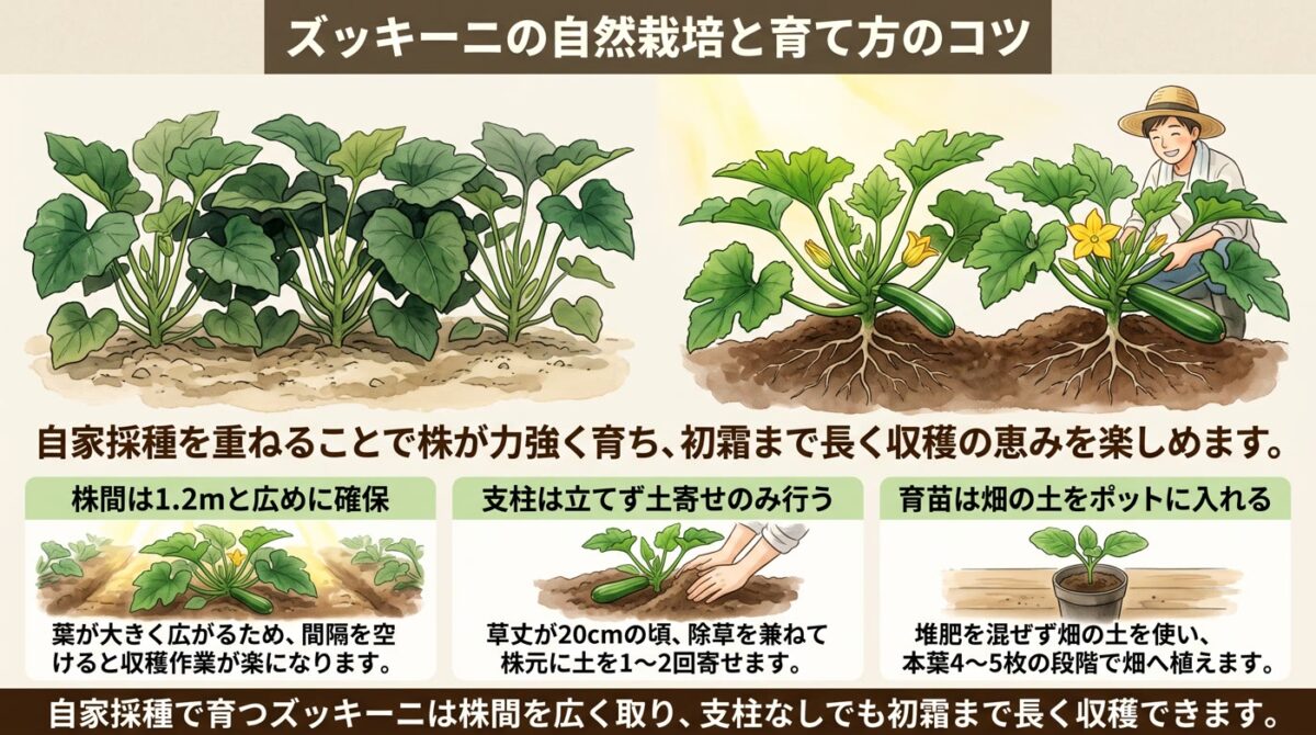 自然栽培で育てるズッキーニとチャイブの栽培ポイント