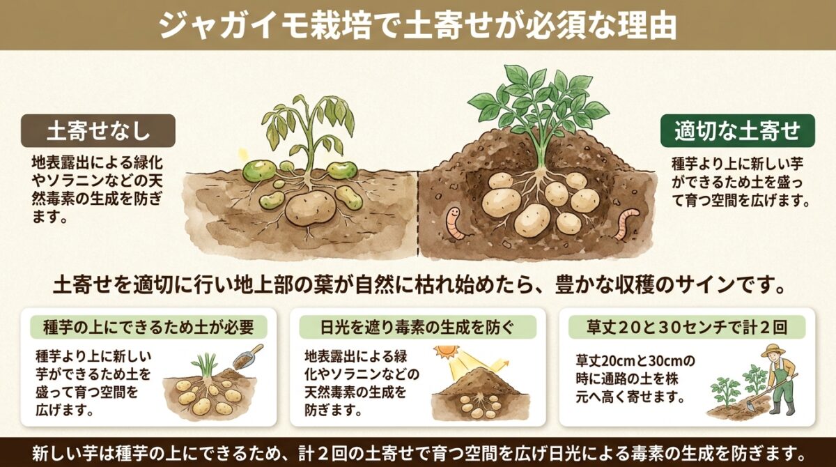 ジャガイモ栽培で土寄せが必須な理由