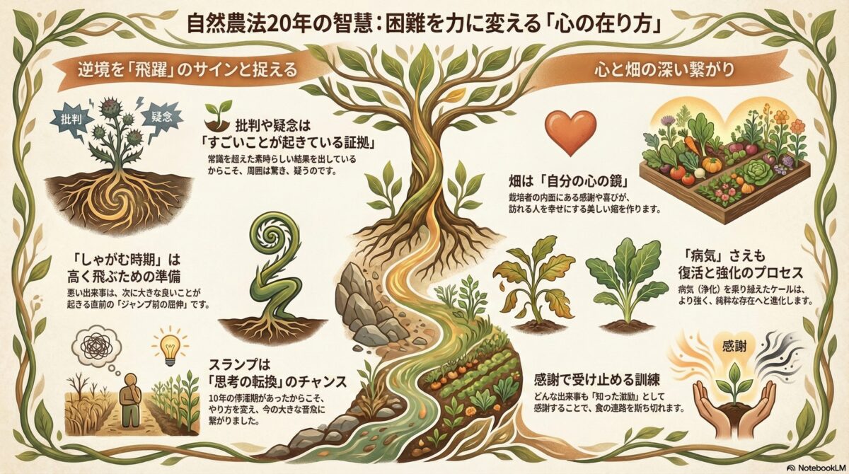 185 自然栽培 困難を力に変える心の在り方 インフォグラフィック