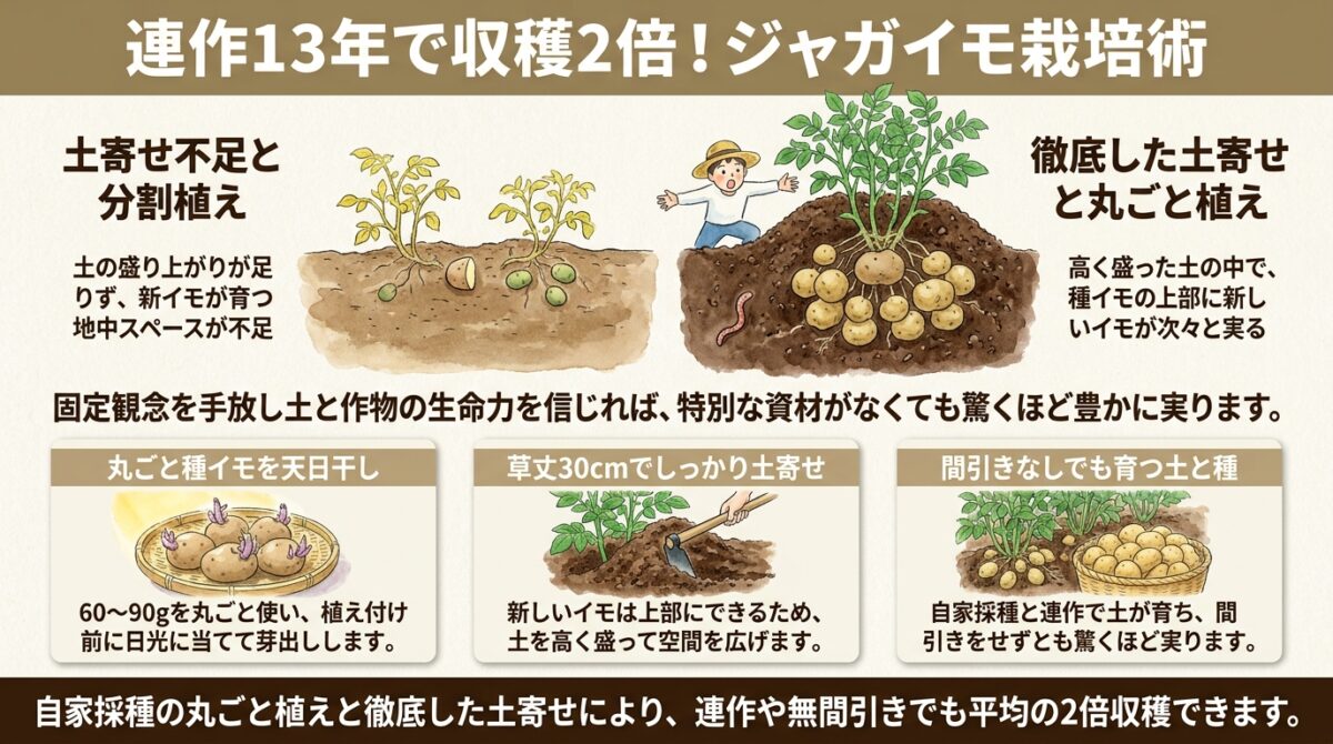 連作13年で収穫2倍!ジャガイモ栽培術