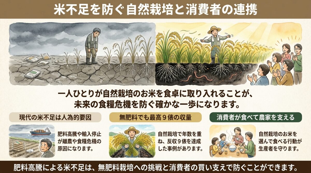米不足を防ぐ自然栽培と消費者の連携