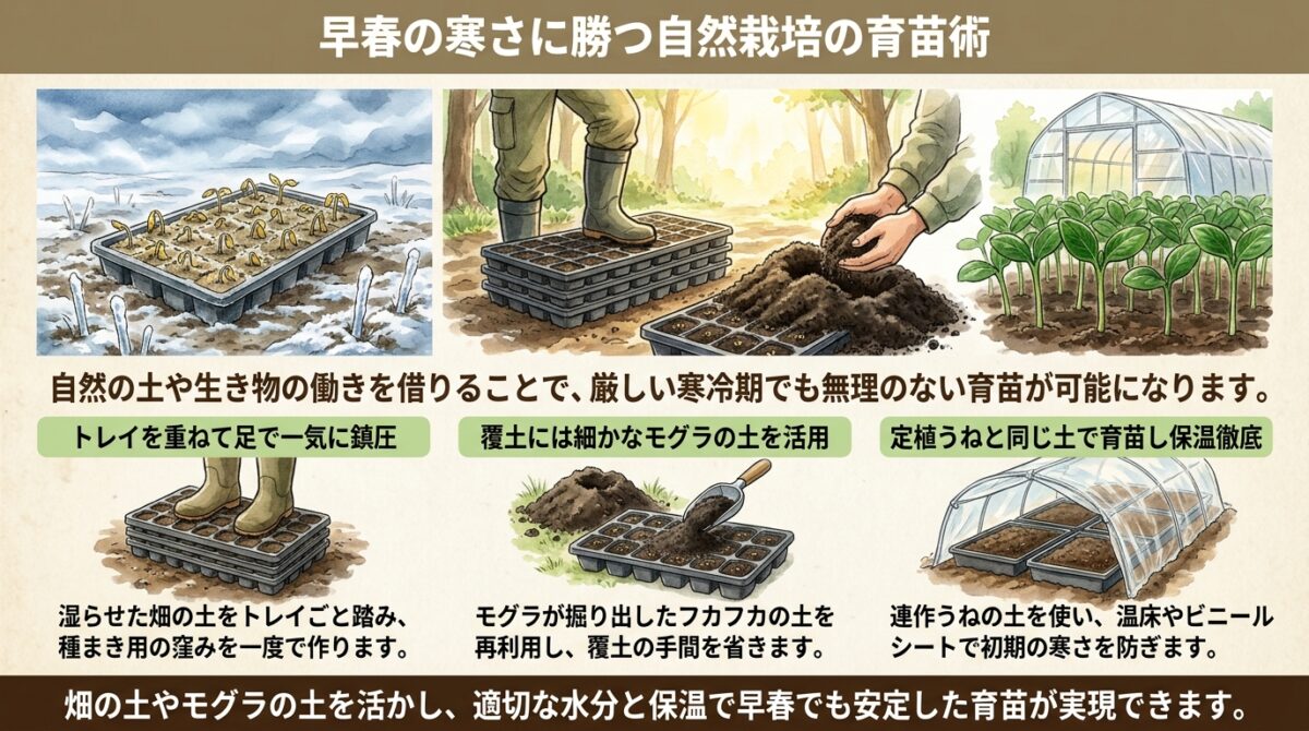 早春の寒さに負けない種まき技術|レタスとミニトマトの発芽を促す自然栽培の工夫