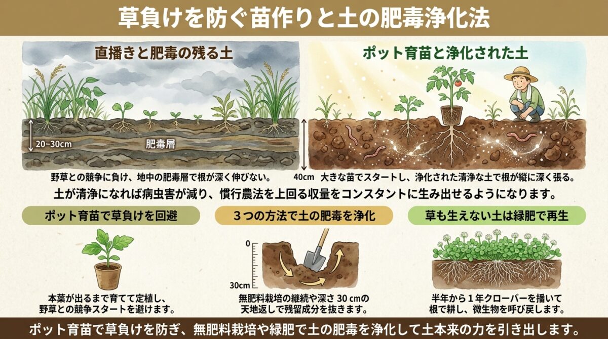 草負けを防ぐ苗作りと土の肥毒浄化法