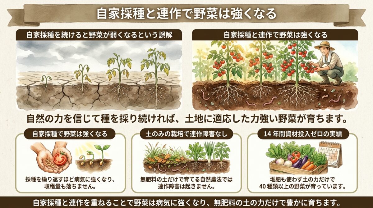 自家採種と連作で野菜は強くなる