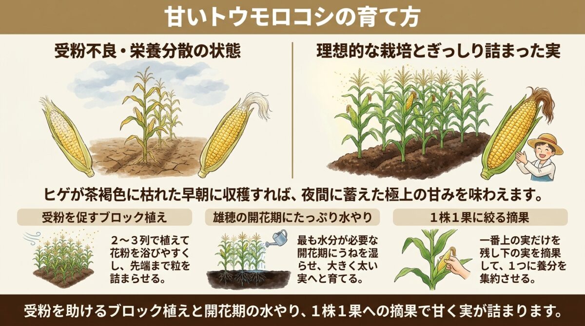 粒がしっかり詰まった甘いトウモロコシの育て方|自然栽培のポイント