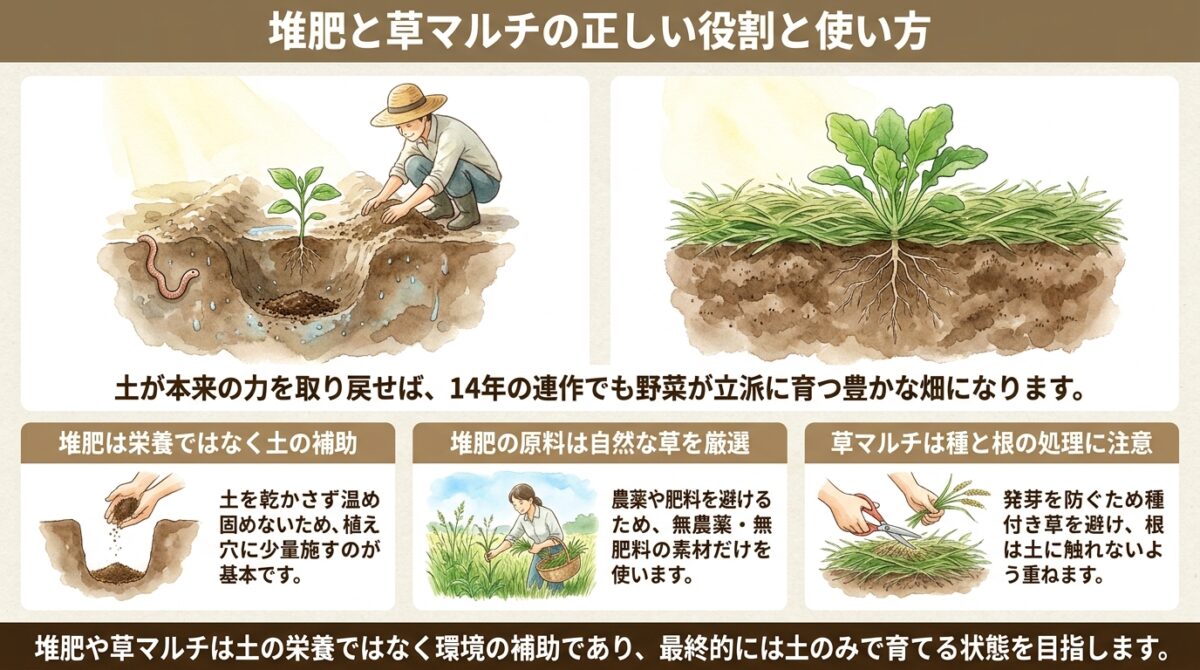 堆肥と草マルチの正しい役割と使い方