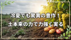 【自然農法1年目の畑と10年目の果樹】土の力で育つジャガイモと驚異的なブドウの収穫量