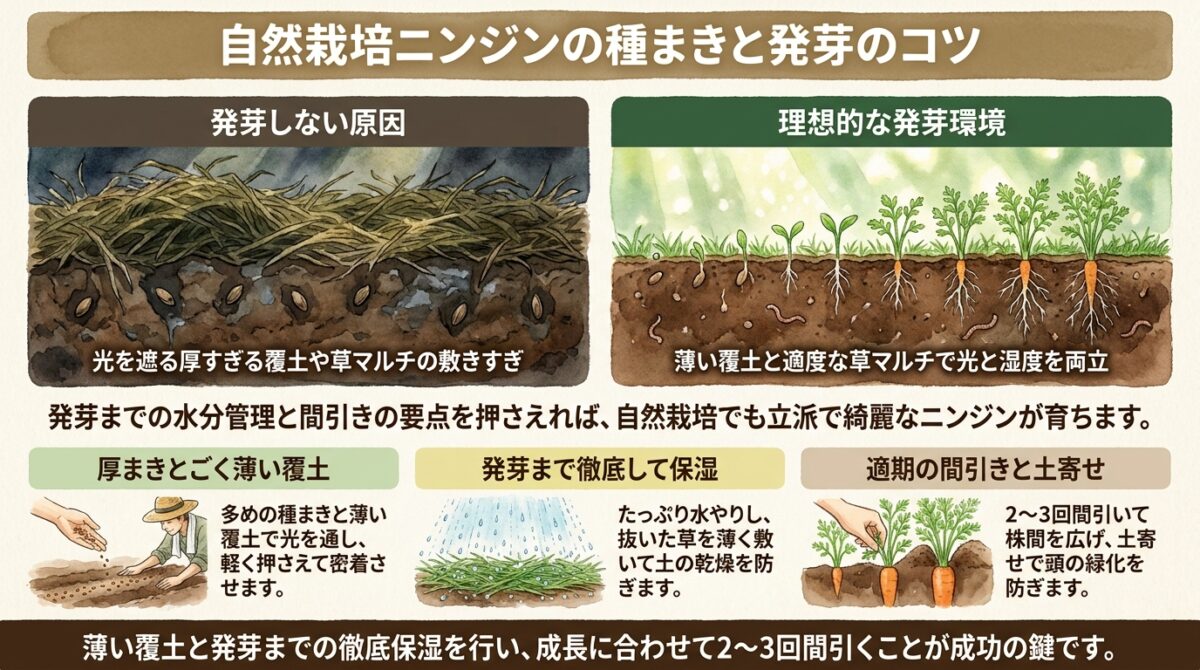 自然栽培ニンジンの種まきと発芽のコツ