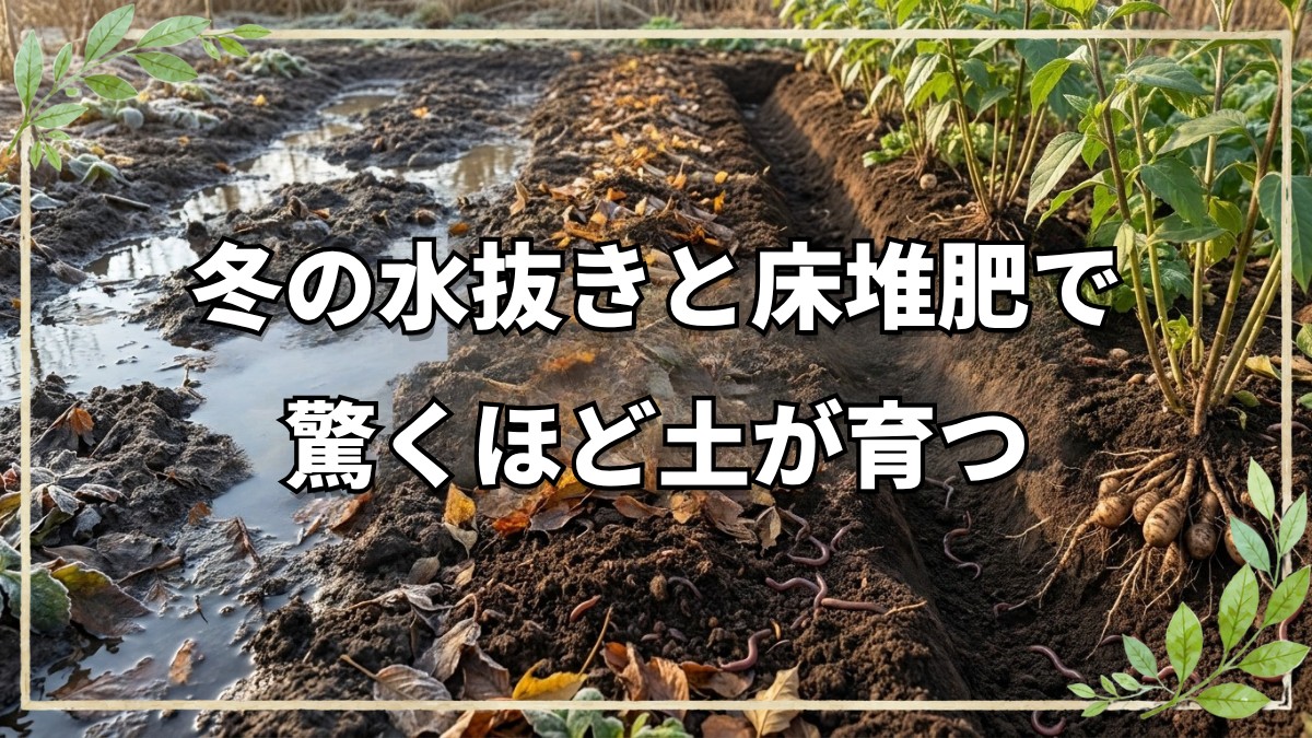 冬の水抜きと床堆肥で土を育てる技術