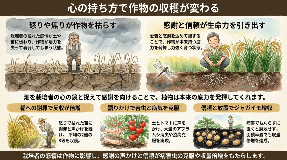 心の持ち方で作物の収穫が変わる