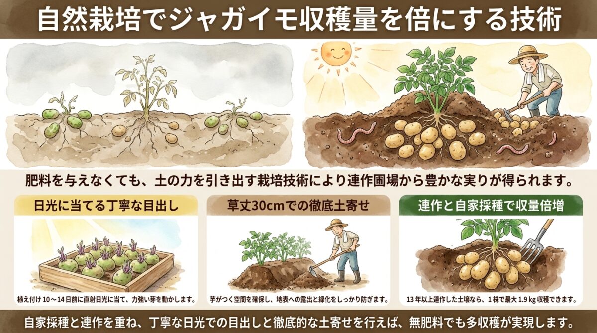 自然栽培でジャガイモ収穫量を倍にする技術