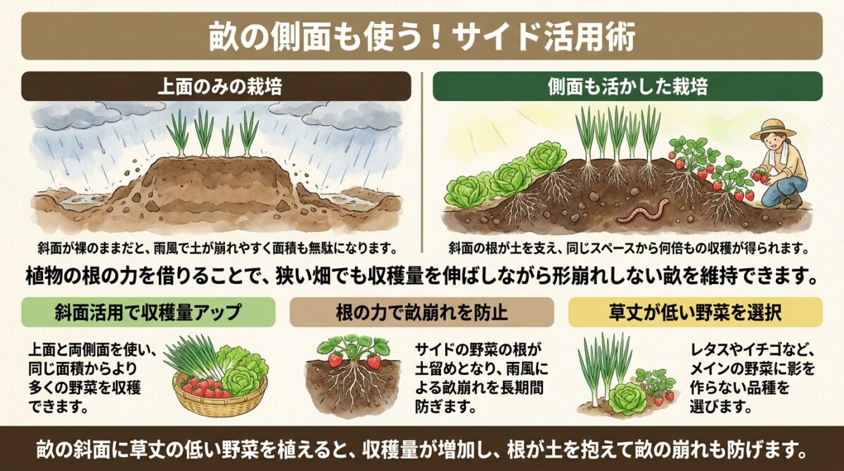 畝の側面も使う!サイド活用術