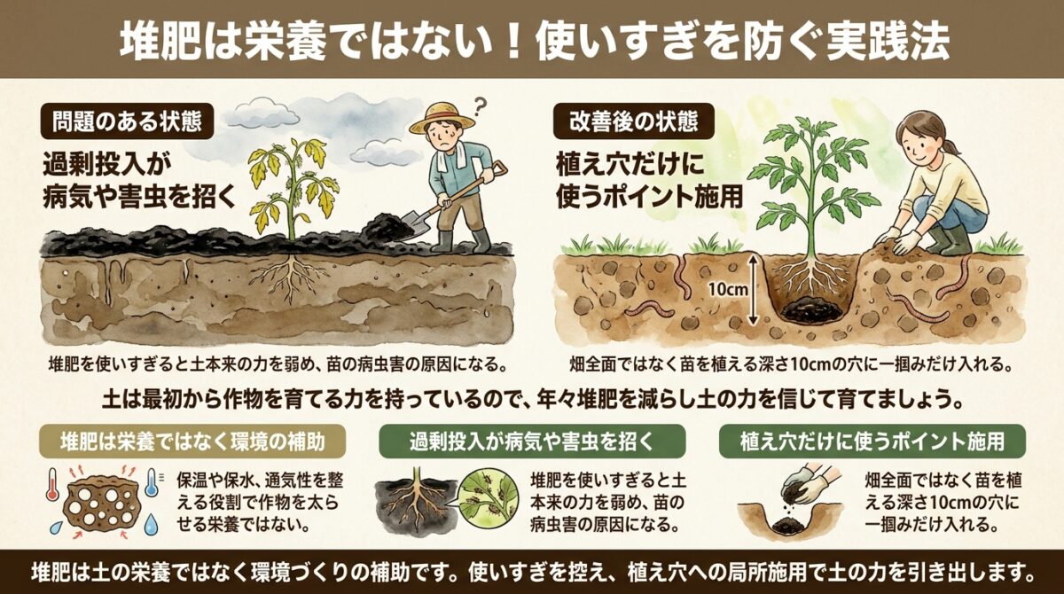 堆肥は栄養ではない!使いすぎを防ぐ実践法