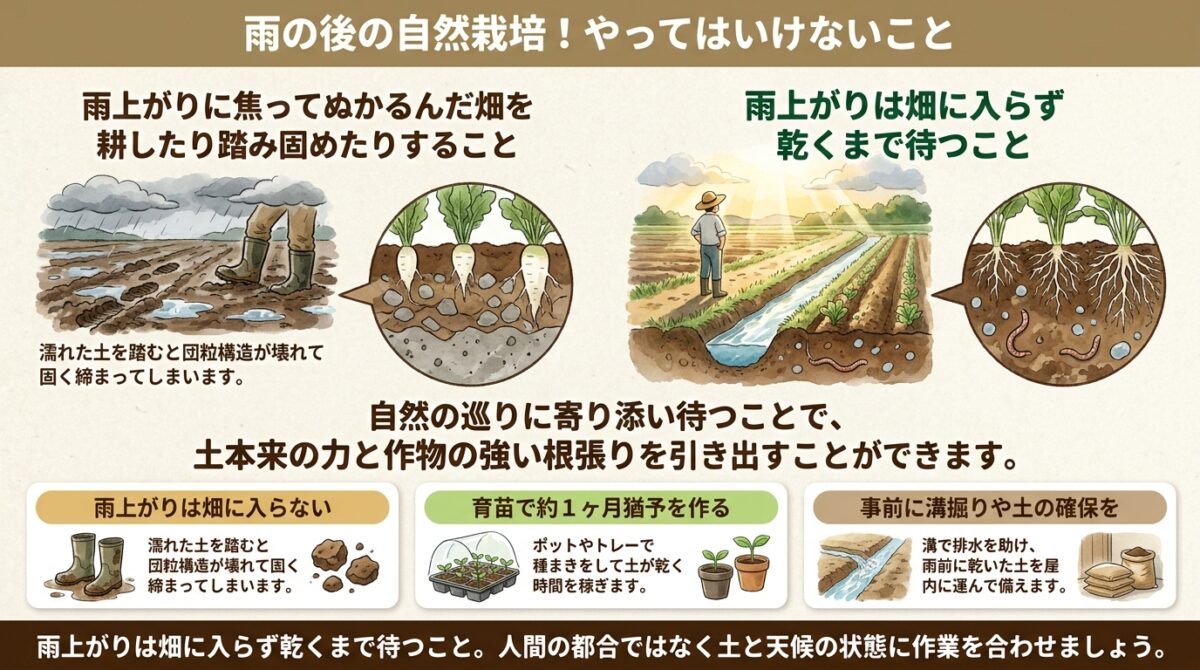 雨の後の自然栽培!やってはいけないこと