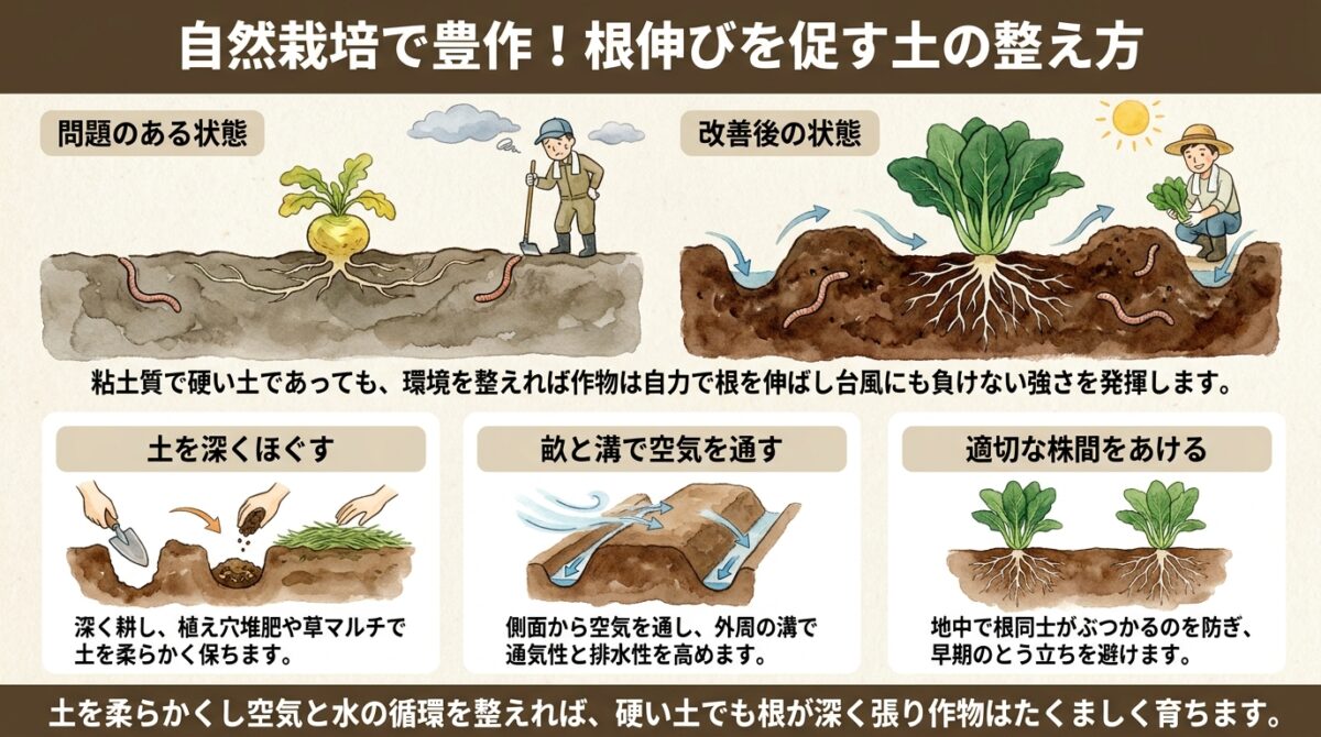 自然栽培で豊作!根伸びを促す土の整え方