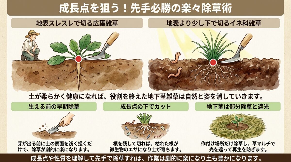 成長点を狙う!先手必勝の楽々除草術