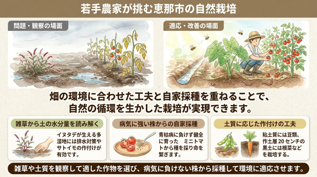 自然栽培に取り組む若き実践者の畑|岐阜県恵那市の圃場と9月キャンプ