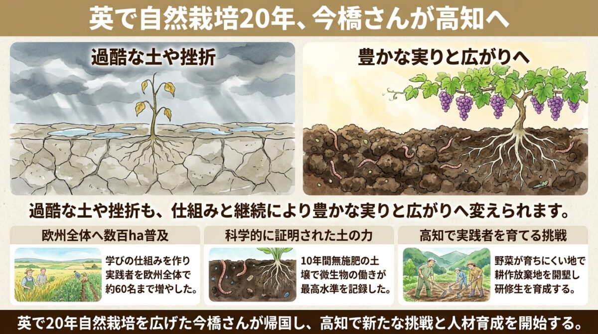 イギリスでの自然栽培20年に区切り。今橋さんが日本帰国を決めた理由と高知での新たな挑戦