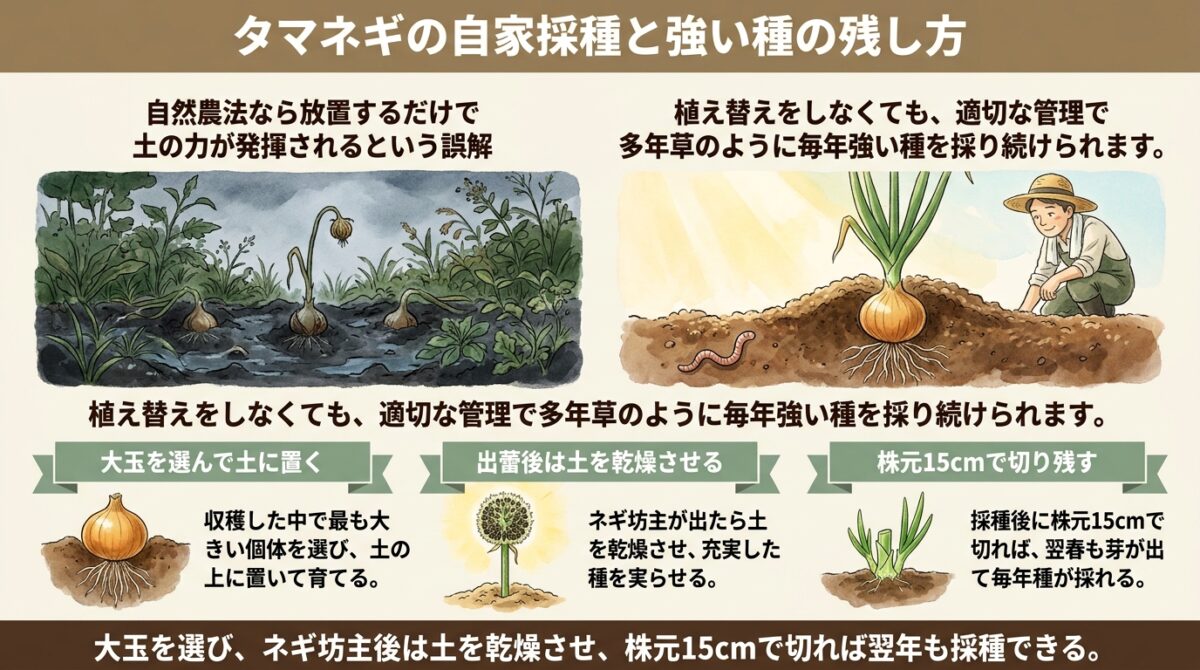 タマネギの自家採種と強い種の残し方