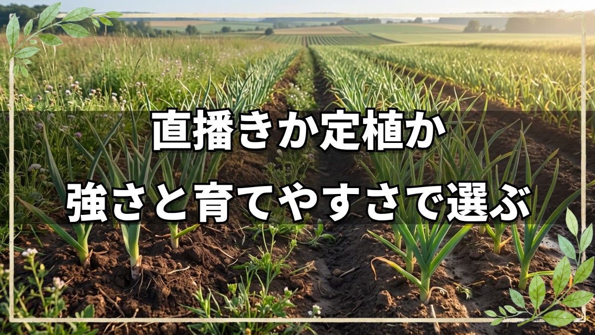 ニンニクの直播きと定植の比較実験