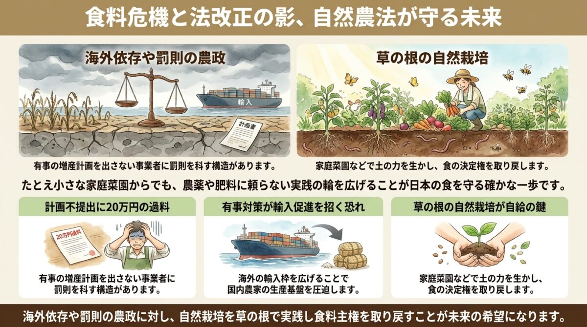 食料危機と法改正の影、自然農法が守る未来