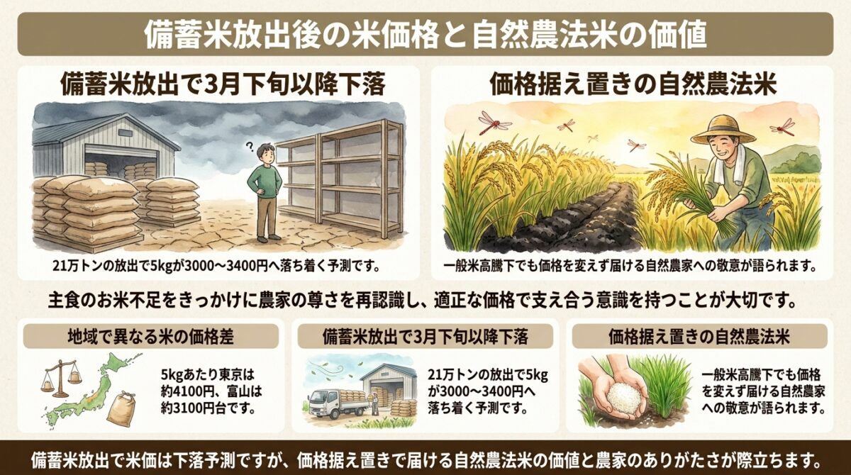 備蓄米放出後の米価格と自然農法米の価値
