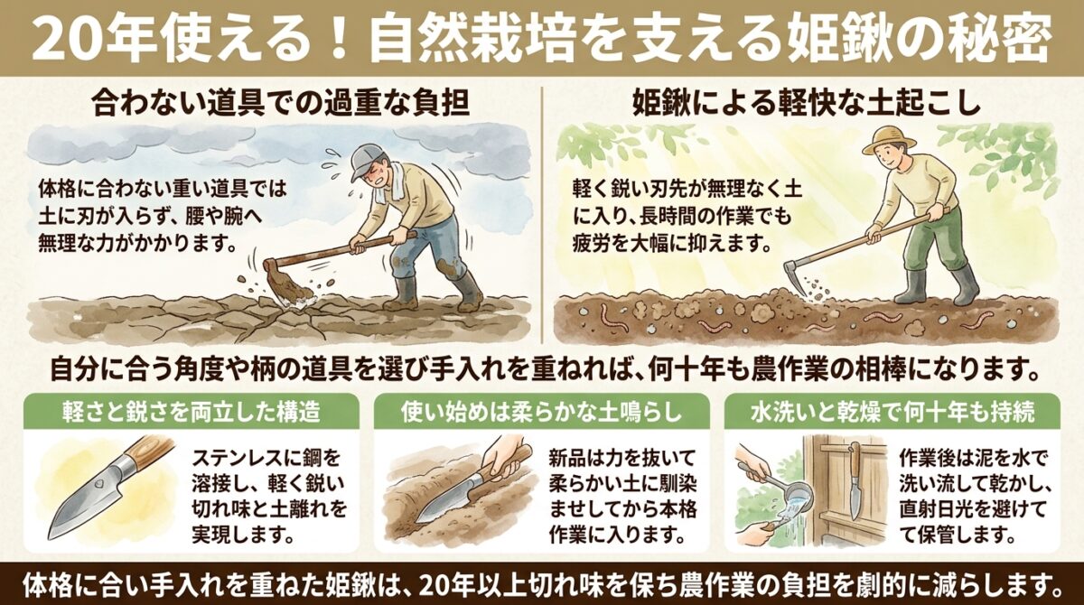 一生モノの道具と出会う。自然栽培20年のプロが「世界一」と絶賛する『姫クワ』の魅力