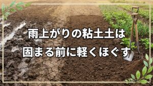 粘土質の圃場管理と作業を楽にするスコップ補助具の使い方