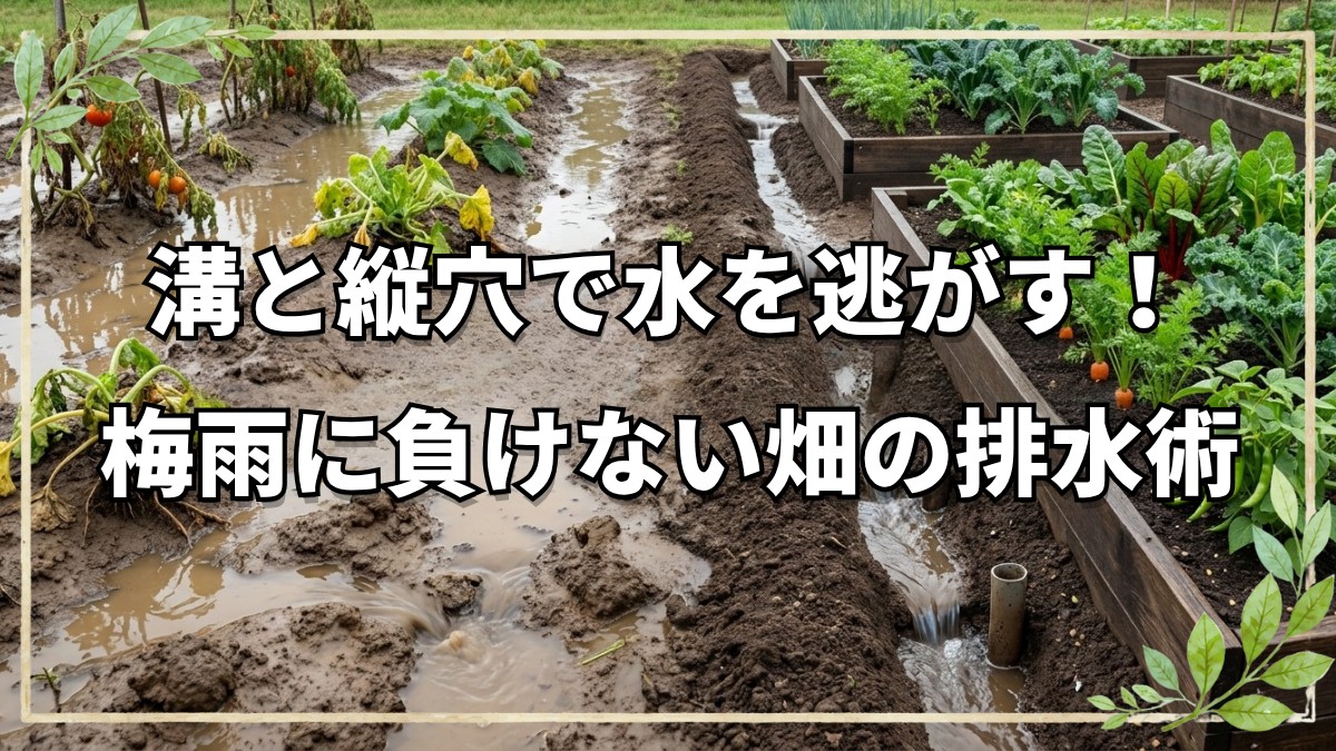 梅雨の畑を救う！溝と縦穴の排水術