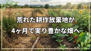 耕作放棄地が4ヶ月で豊かな畑に再生