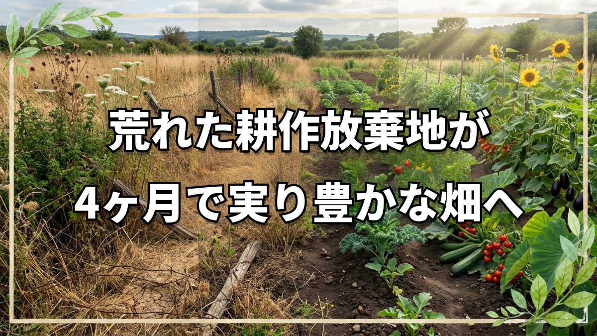 耕作放棄地が4ヶ月で豊かな畑に再生