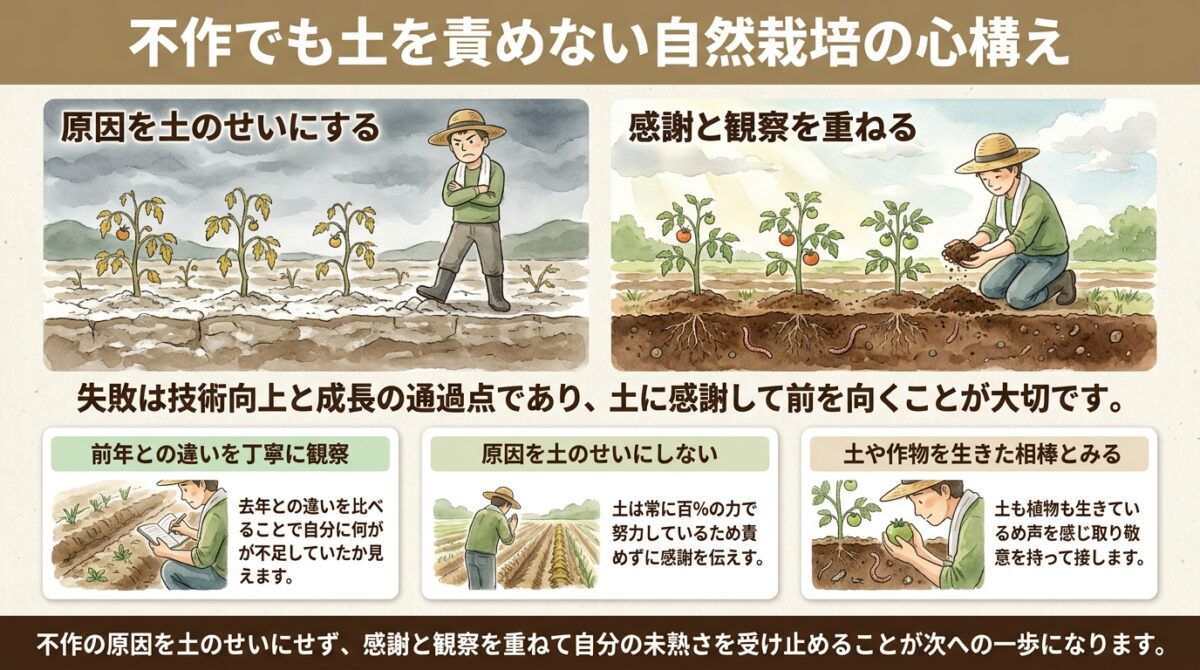不作でも土を責めない自然栽培の心構え