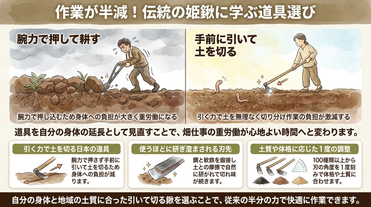 作業が半減!伝統の姫鍬に学ぶ道具選び