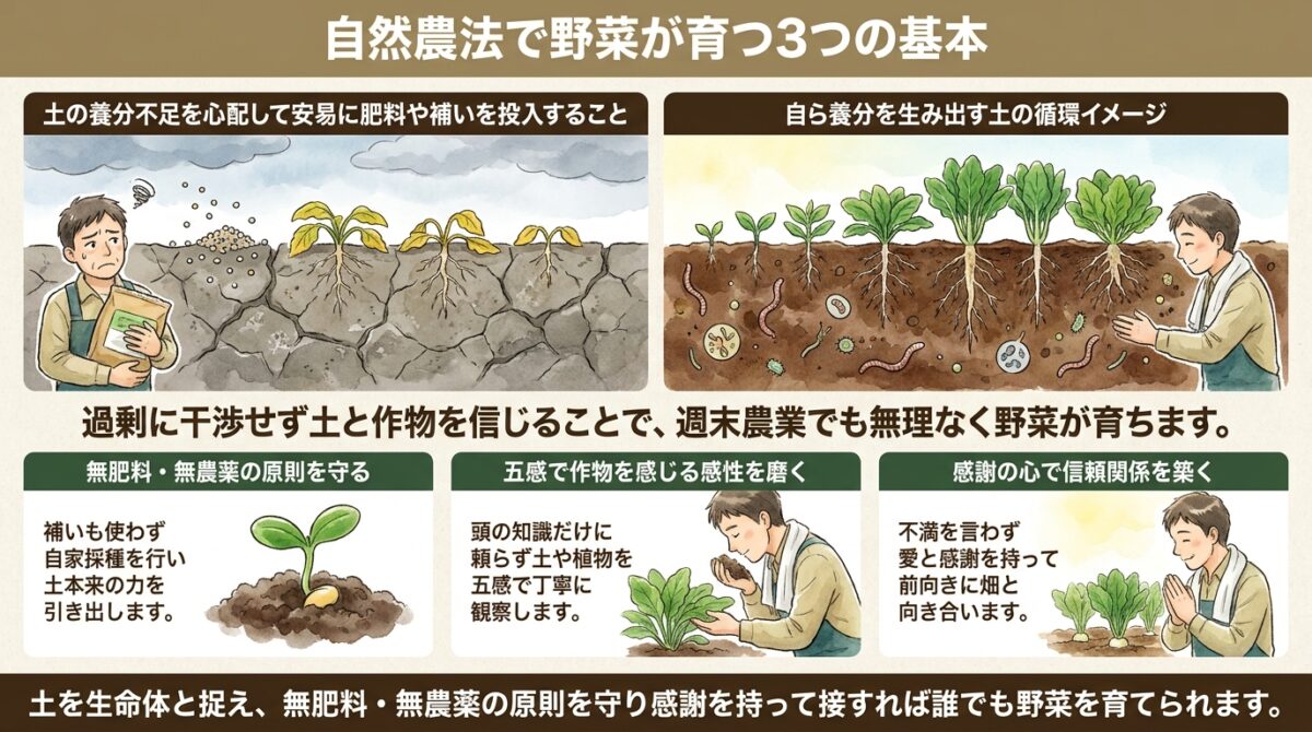 自然農法で野菜が育つ3つの基本