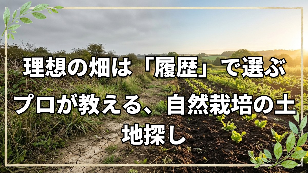 理想の畑はどう探す？自然栽培20年のプロに学ぶ「土の履歴」と「心の在り方」