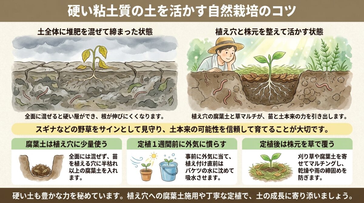 硬い粘土質の土を活かす自然栽培のコツ