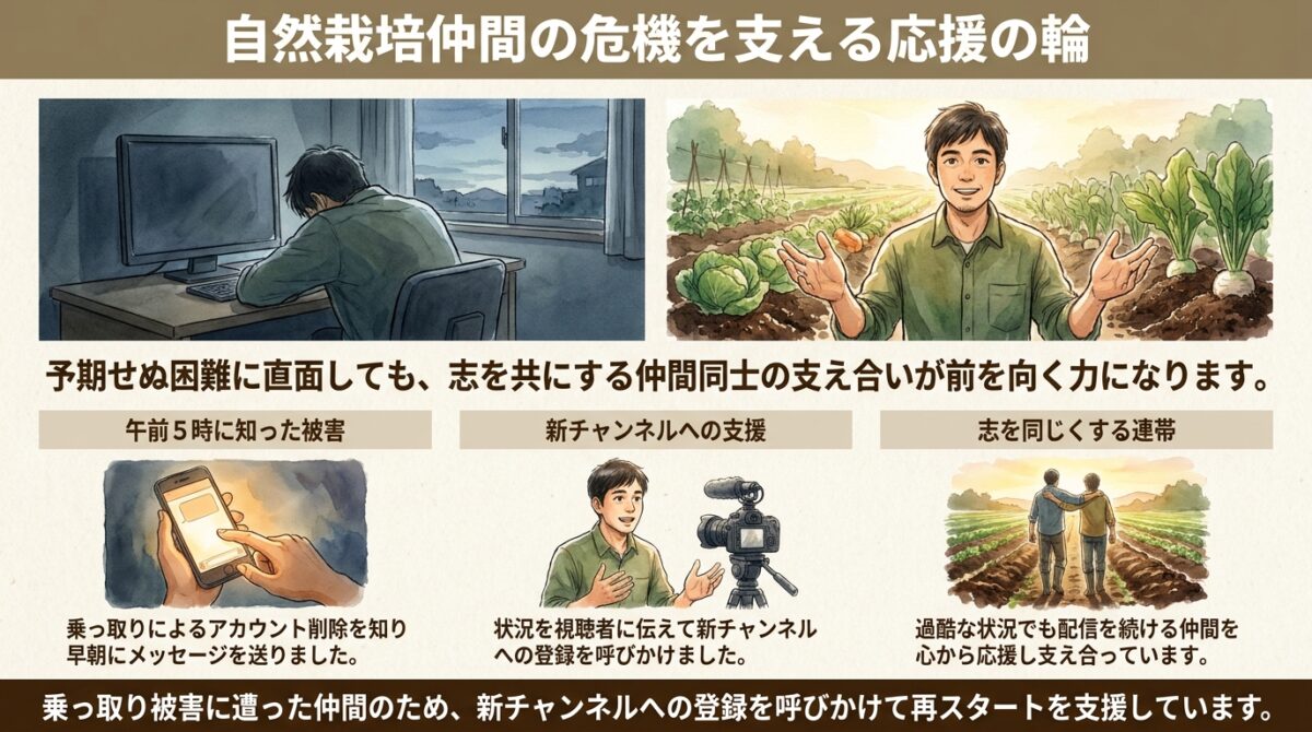 自然栽培の仲間を応援|かーびーさんのYouTubeチャンネル乗っ取り被害と今橋さんの呼びかけ
