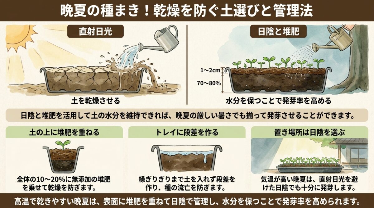 【自然栽培】晩夏・初秋の種まきは乾燥対策が鍵!失敗を防ぐ土選びと管理法