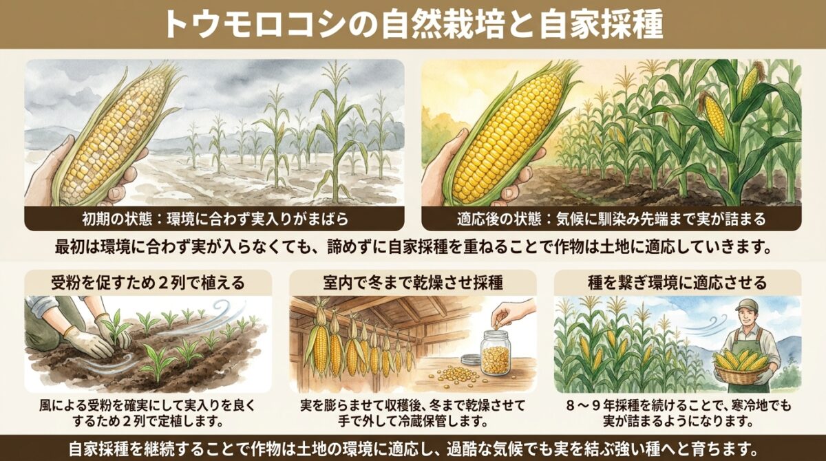 トウモロコシの自然栽培と自家採種