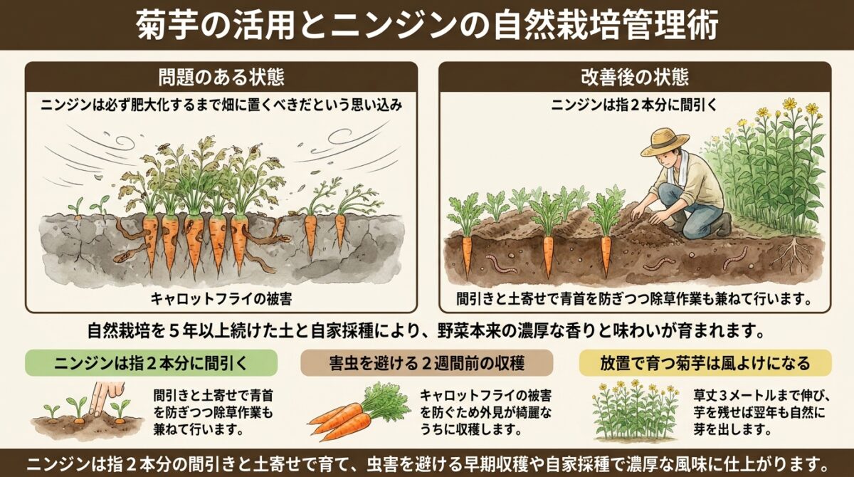 菊芋の活用とニンジンの自然栽培管理術