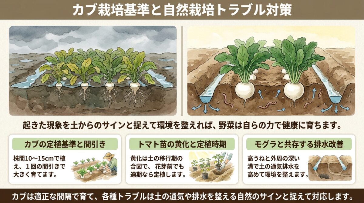 自然栽培におけるカブの栽培手順と各種トラブルへの対応策