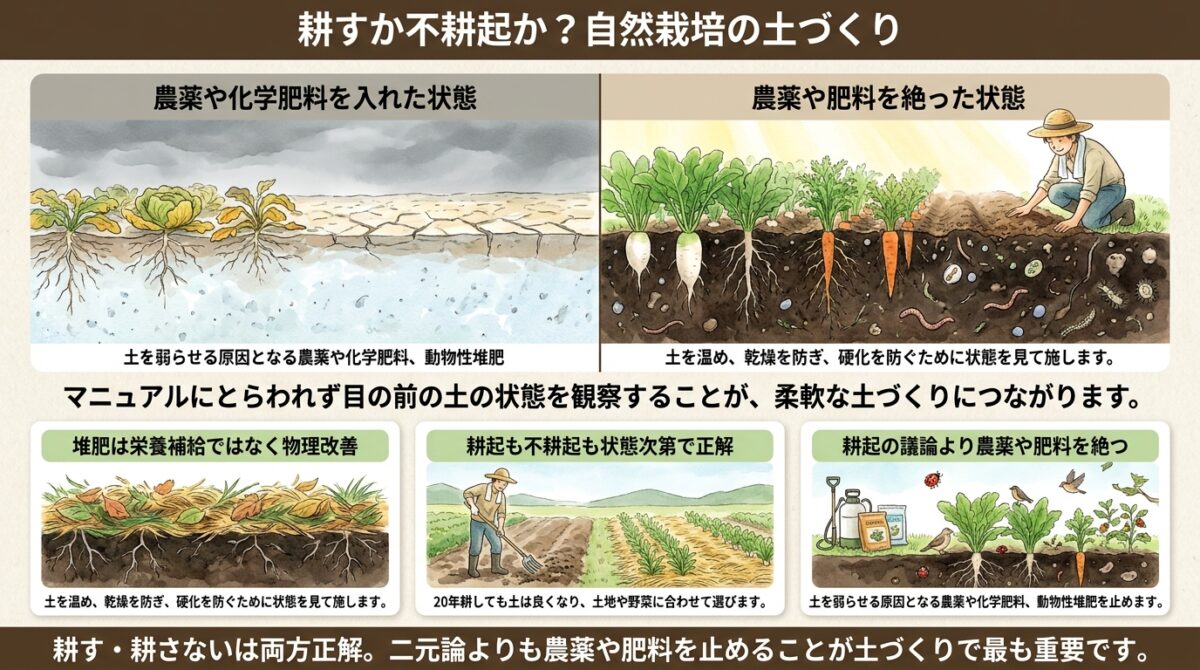 耕すか不耕起か?自然栽培の土づくり
