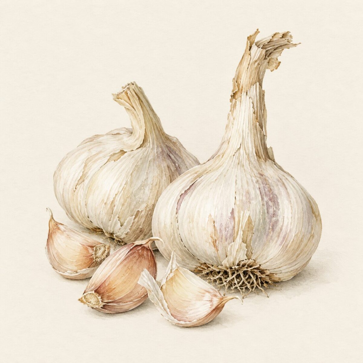 ニンニクの水彩イラスト